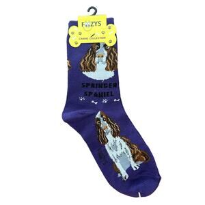 Foozys Springer Spaniel Print Purple Socks Women's One Size